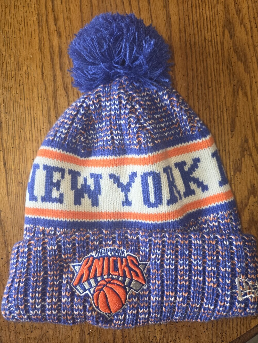New Era New York Knicks Pom Beanie - Blue & Orange & White NWOT